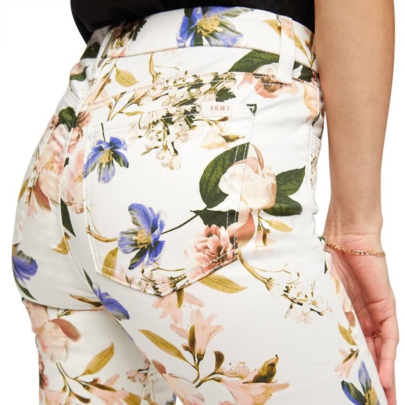 7 For All Mankind JEN7 Floral Cropped Skinny Jeans Capri Ankle — Size 8 - Picture 4 of 10